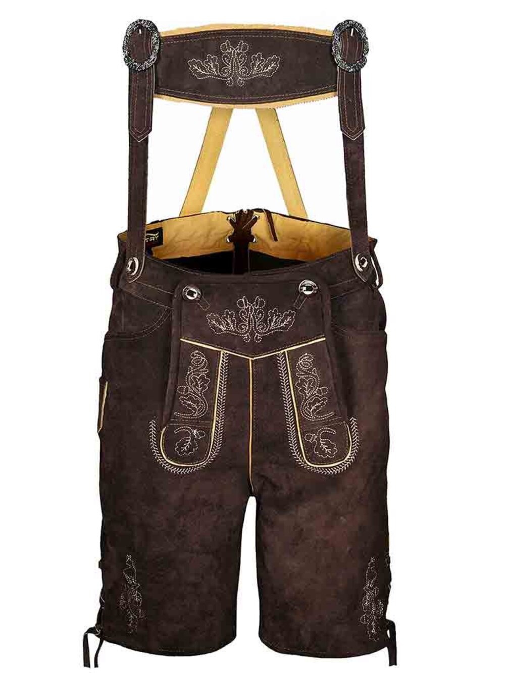 Mens Bavarian Lederhosen Chocolate Brown Suede Traditional Leather Lederhosen